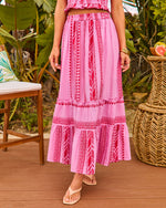 Sunset Amour Cotton Embroidered Abstract Maxi Skirt