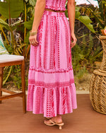 Sunset Amour Cotton Embroidered Abstract Maxi Skirt