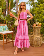 Sunset Amour Cotton Embroidered Abstract Maxi Skirt