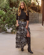 Ruelle Printed Tiered Maxi Skirt