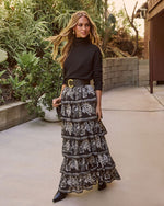 Ruelle Printed Tiered Maxi Skirt
