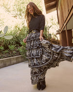 Ruelle Printed Tiered Maxi Skirt