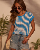 Blue % Lillah Striped Knit Top-1