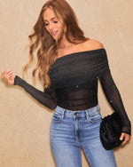 Idrah Mesh Off The Shoulder Top