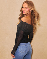 Idrah Mesh Off The Shoulder Top