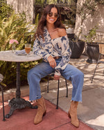 Ivory Print % Honeyed Timber Knit Printed Cardigan-5