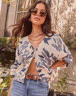 Ivory Print % Honeyed Timber Knit Printed Cardigan-6