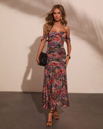 Wild Reverie Ruched Floral Midi Dress