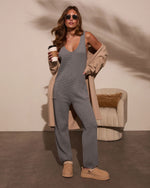 Dusty Blue % Cozy In Knit Jumpsuit-7