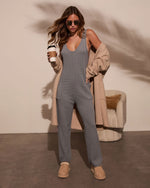 Dusty Blue % Cozy In Knit Jumpsuit-11