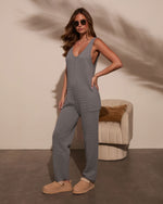Dusty Blue % Cozy In Knit Jumpsuit-9