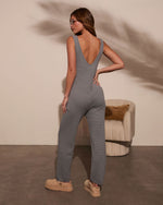 Dusty Blue % Cozy In Knit Jumpsuit-10