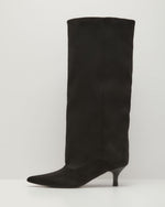 Muse Faux Suede Wide Leg Kitten Heel Boots