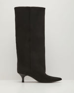 Muse Faux Suede Wide Leg Kitten Heel Boots