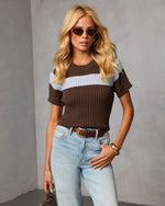 Saleen Contrast Ribbed Knit Top