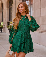 Paulette Floral Crochet Mock Neck Mini Dress