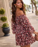 Brown Floral % Romance Me Floral Babydoll Mini Dress-4