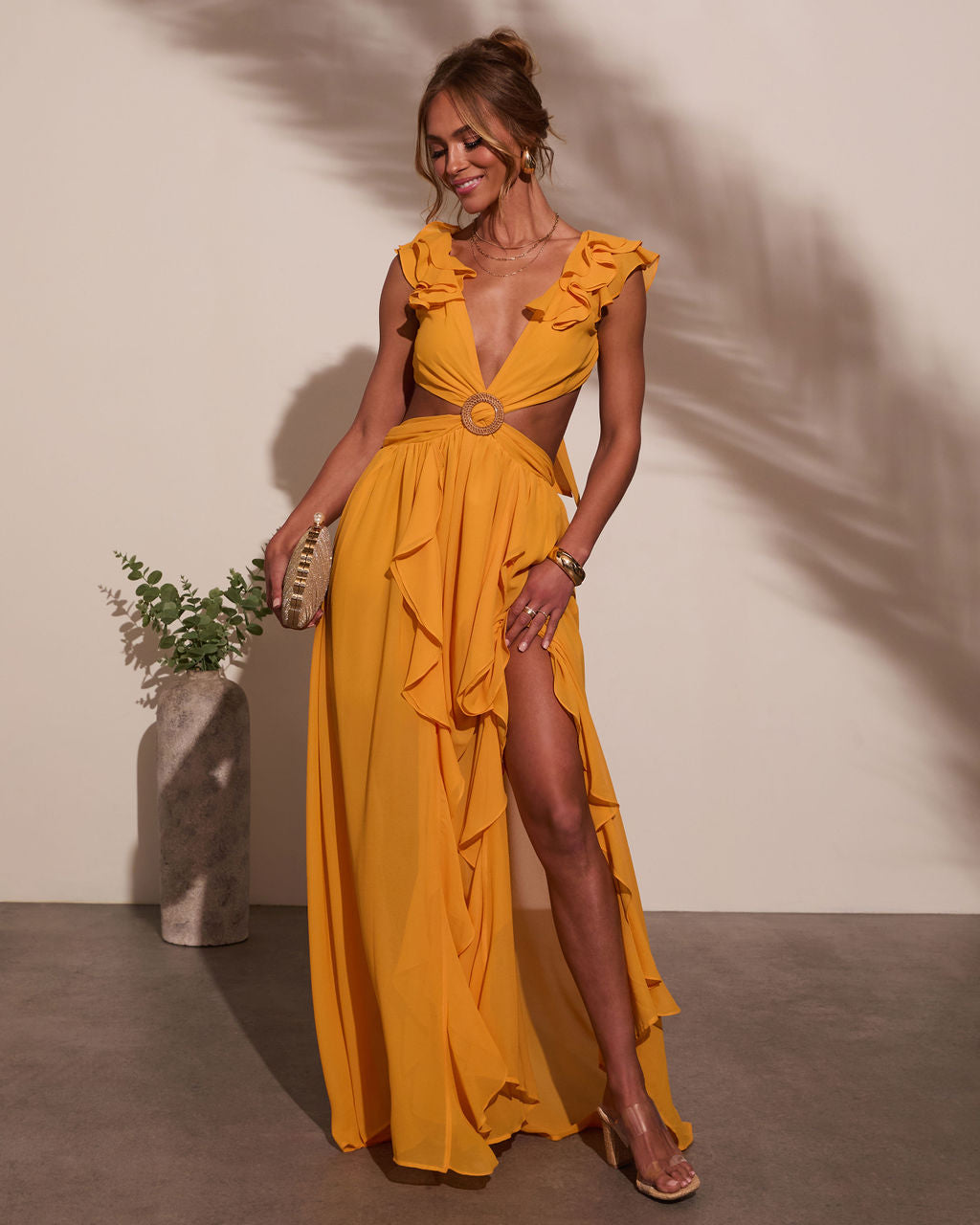 white christmas dresses Carolina Cut-Out Halter Maxi Dress – Styles Boutique Miami main image 1