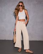 Cream % Keep It Cool Relaxed Straight Leg Pants-1