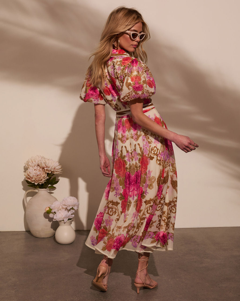 vici dress Meadowlane Floral Waist Tie Midi Dress – VICI