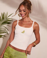 Tropical Treat Embellished Lime Tank Top