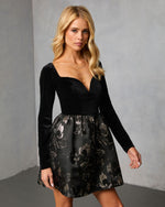 Pressed Petals Velvet Fit and Flare Mini Dress
