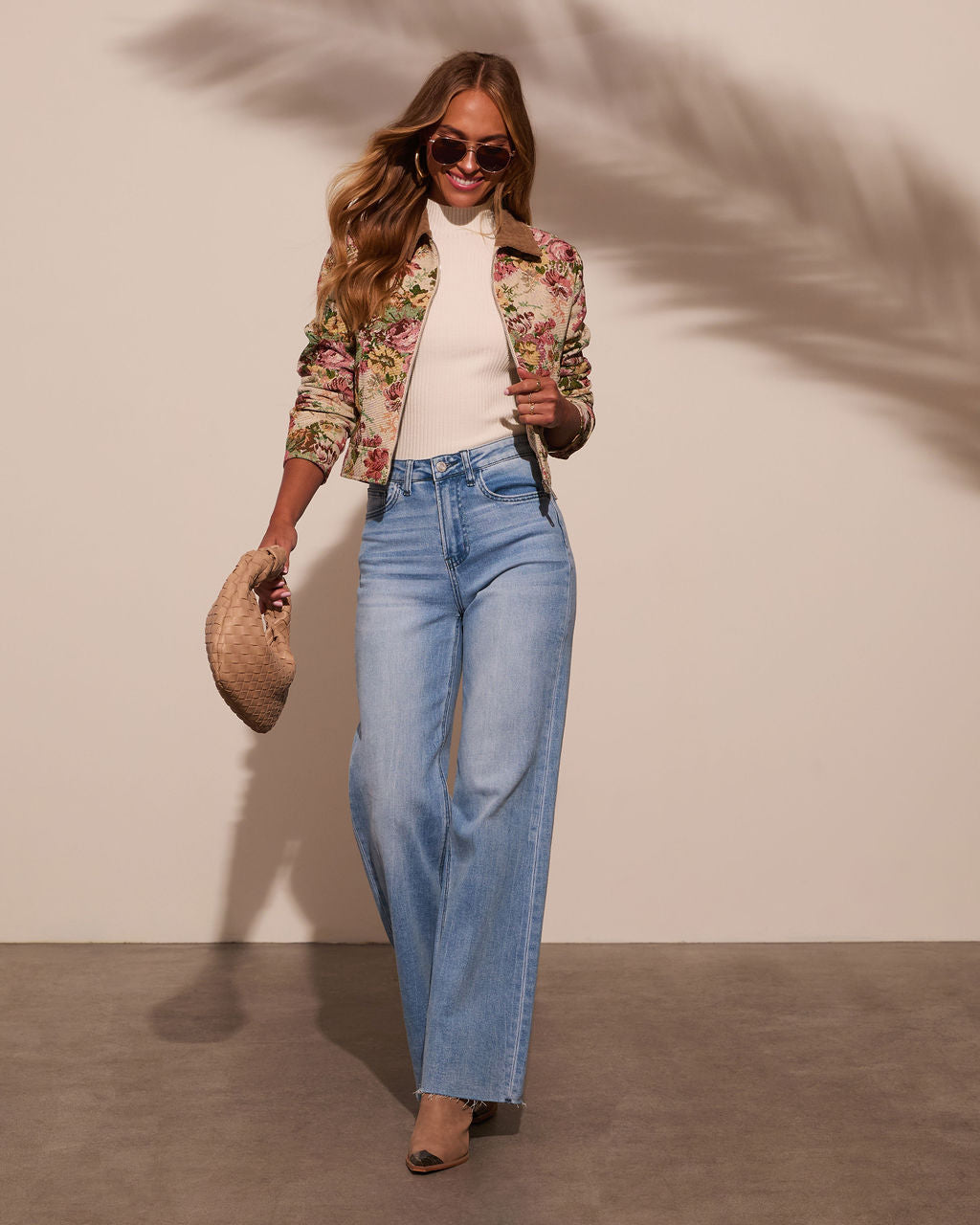 Claudia Floral Linen Jacket in Rose