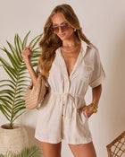 Francene Drawstring Linen Romper
