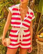 Dockside Chic Striped Drawstring Romper