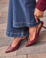 Burgundy % Olivia Slingback Heels-6