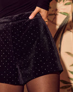 Runway Muse Embellished Velvet Shorts