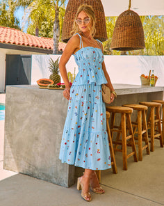 Sun Pop Gingham Novelty Print Midi Skirt