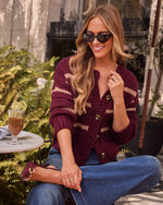  Burgundy/Camel % Clement Button Down Cardigan-6