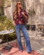 Burgundy/Camel % Clement Button Down Cardigan-2