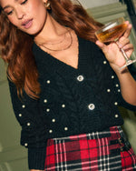 Alpine Muse Pearl Embellished Fuzzy Knit Sweater