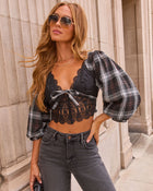 Seasons Change Plaid Lace Corset Top