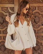 Cozy Days Asymmetric Front Button Cardigan