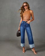Somaya Vegan Leather Crop Tank Top