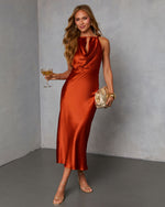 Marves Cowl Satin Maxi Dress