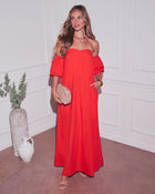 Twilight Tides Off The Shoulder Maxi Dress