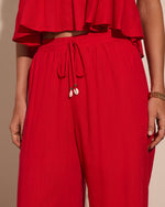Poolside Darling Linen Blend Wide Leg Drawstring Pants