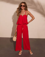 Poolside Darling Linen Blend Wide Leg Drawstring Pants