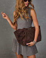 Market Meet Faux Suede Tote Bag