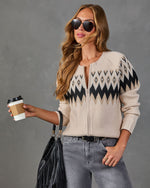 Early Evening Knit Fair Isle Print Sweater