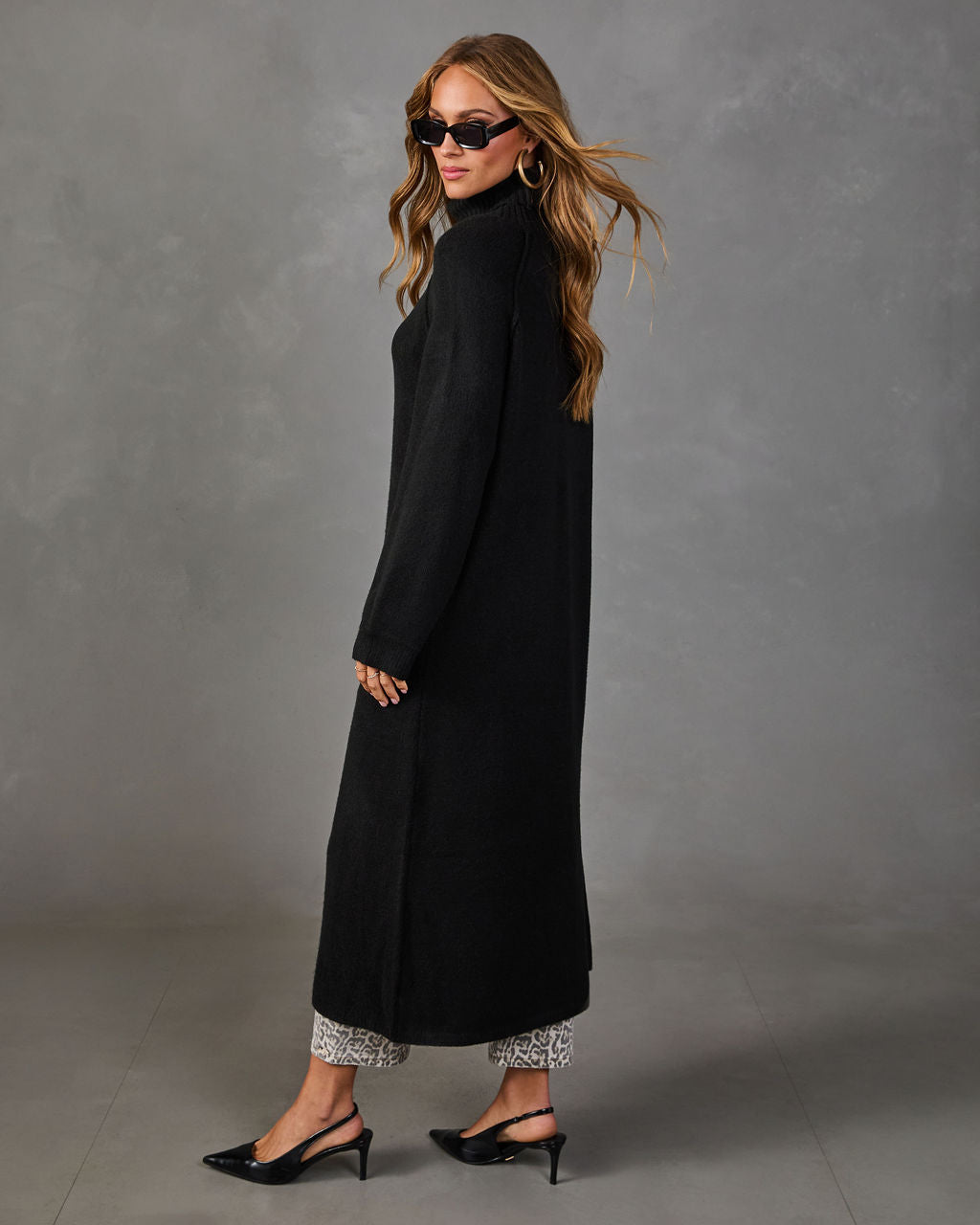 Autumn Haven Knit Turtleneck Front Slit Duster Sweater – VICI