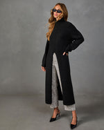 Autumn Haven Knit Turtleneck Front Slit Duster Sweater