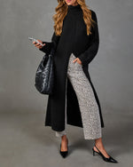 Autumn Haven Knit Turtleneck Front Slit Duster Sweater
