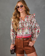 Sunbeam Society Cotton Paisley Tassel Tie Blouse