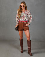 Sunbeam Society Cotton Paisley Tassel Tie Blouse