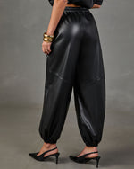 Dark Muse Drawstring Vegan Leather Jogger Pants